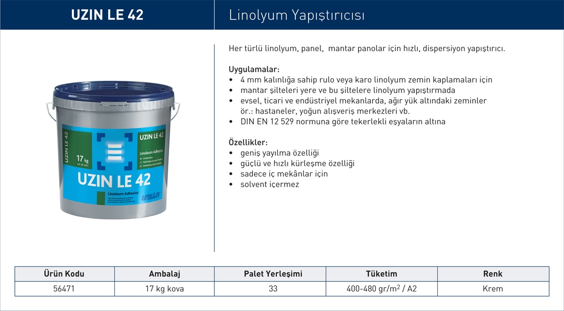 LE42 Linolyum Yapıştırıcısı | Çağrı Zemin Kaplama